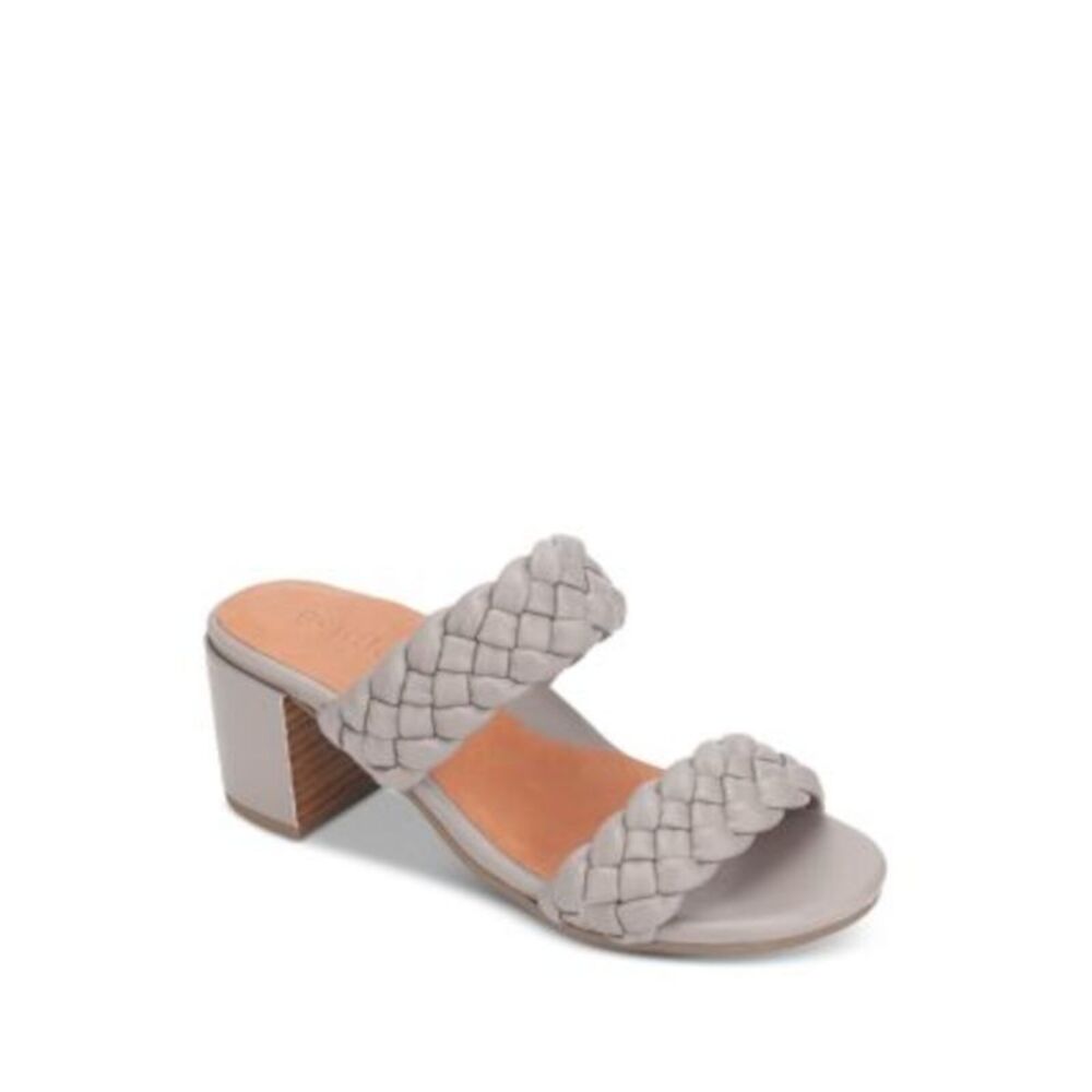 GENTLE SOULS KENNETH COLE Womens Gray Charlene Slip On Heeled Sandal 7.5 M